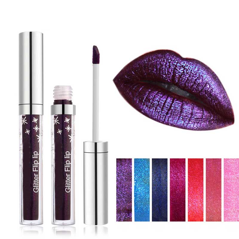 Glitter flydende læbestift diamant vandtæt metallisk lipgloss
